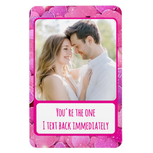 Purple Pink Hearts -Text Back Magnet Photo Card