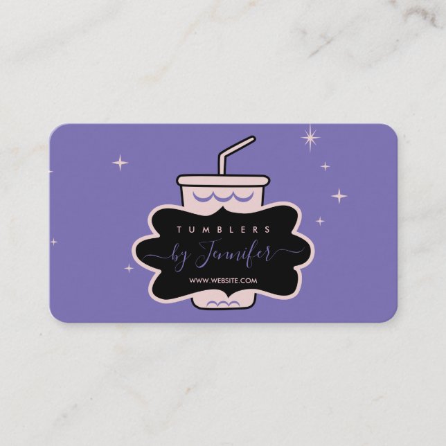 Purple Pink homemade mug tumbler Business Card (Front)
