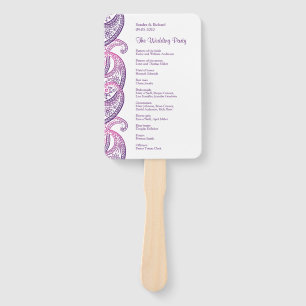 Purple & Pink Indian Paisley Wedding Program Hand Fan