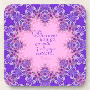 Purple Pink Inspiring Custom Quote : Set of Six Coaster
