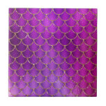 Purple Pink Iridescent Mermaid Scales Pattern Tile<br><div class="desc">This girly design features pattern of purple and pink mermaid scales outline in faux gold glitter.</div>