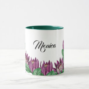 Purple Pink King Protea Watercolor Hand-painted Mug