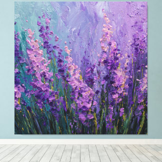 Purple Pink Lavender Flower Field Abstract Wall  Canvas Print