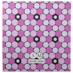 Purple, Pink, Lavender Hexagons & Circles Pattern Napkin