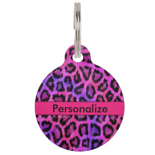 "Purple & Pink Leopard Print" Round Large Pet Tag