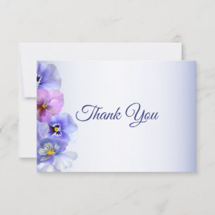 Purple Pink Lilac Pansy Floral Wedding Thank You Card