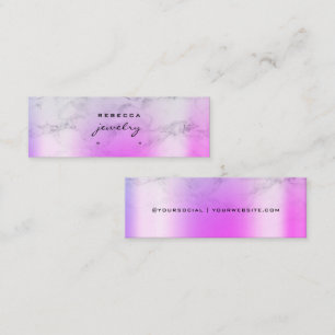 Purple Pink Marble Script Earring display card