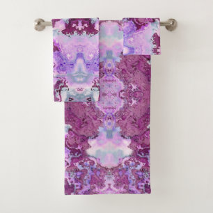 Purple & Pink Marble Stone Texture Bath Towel Set