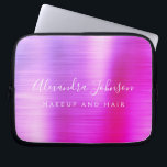 Purple Pink Metallic Monogram Business Laptop Sleeve<br><div class="desc">Modern Purple and Pink Ombre Girly Make Up and Hair Beauty Salon Faux Metallic Stainless Elegant Monogram Promotional Laptop Bag or Sleeve Promotional (promo) advertisement Case. This classy professional business computer case can be customized to include your monogrammed script signature name and job title profession or position.</div>