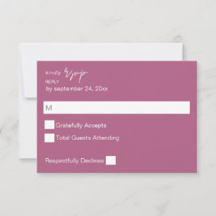 Purple Pink MOD Calligraphy no Meal RSVP Card