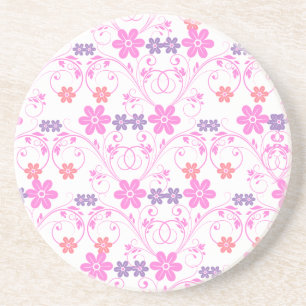Purple & Pink Modern Floral Coaster