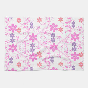 Purple & Pink Modern Floral Kitchen Towel