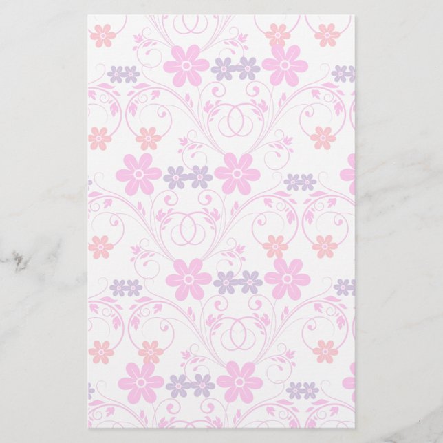 Purple & Pink Modern Floral Stationery (Front)