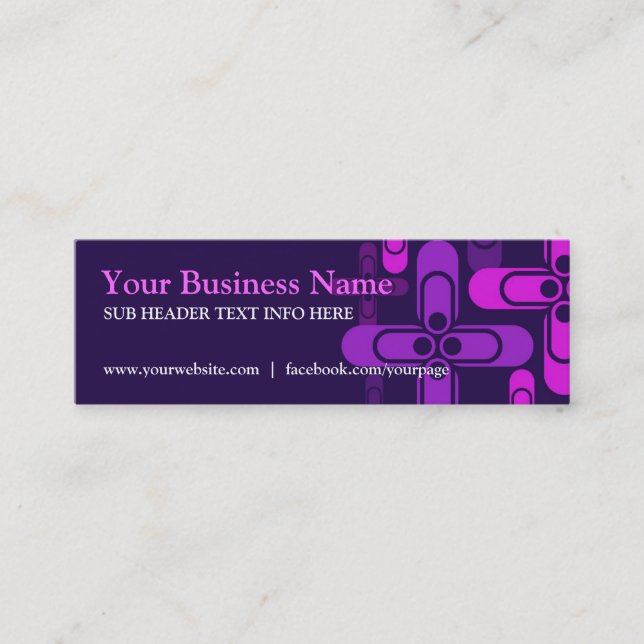 Purple Pink Modern Mini Business Cards (Front)