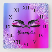 Purple Pink Monogram Glitter Eyelashes Modern