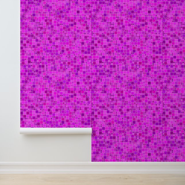 Purple Pink Mosaic Pattern Wallpaper (Application)