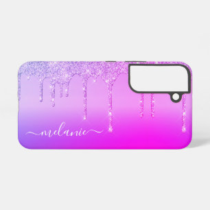 Purple Pink Neon Colours Personalized Your Name Samsung Galaxy Case