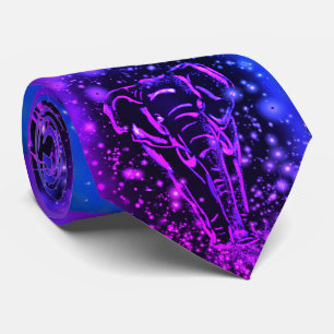 Purple Pink Neon Elephant Neck Tie