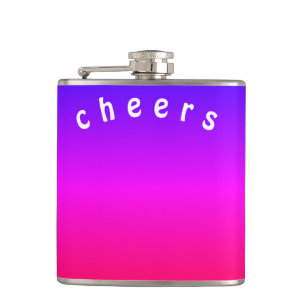 Purple Pink Neon Flask with Text - Cheers