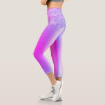 Purple Pink Neon Glitter Dance Capri Leggings<br><div class="desc">Capri Leggings with Purple Pink Neon Glitter Sparkle Drips Dance Party Modern - Add Your Unique Text - Make Your Special Gift - Resize and move or remove and add text / elements with customization tool. Design by MIGNED. Please see my other projects. You can also transfer this designs to...</div>