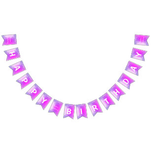 Purple Pink Neon Gold Glitter Drips Happy Bitrhday Bunting Flags
