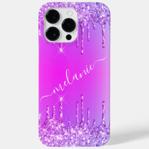 Purple Pink Neon iPhone Case with Custom Name