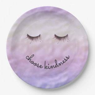Purple Pink Ombre Black Eyelashes Kindness Paper Plate