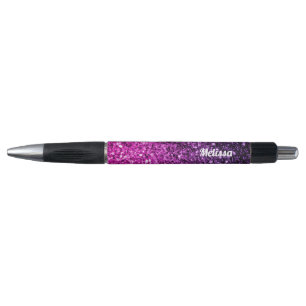 Purple Pink Ombre faux glitter sparkle Personalize Pen