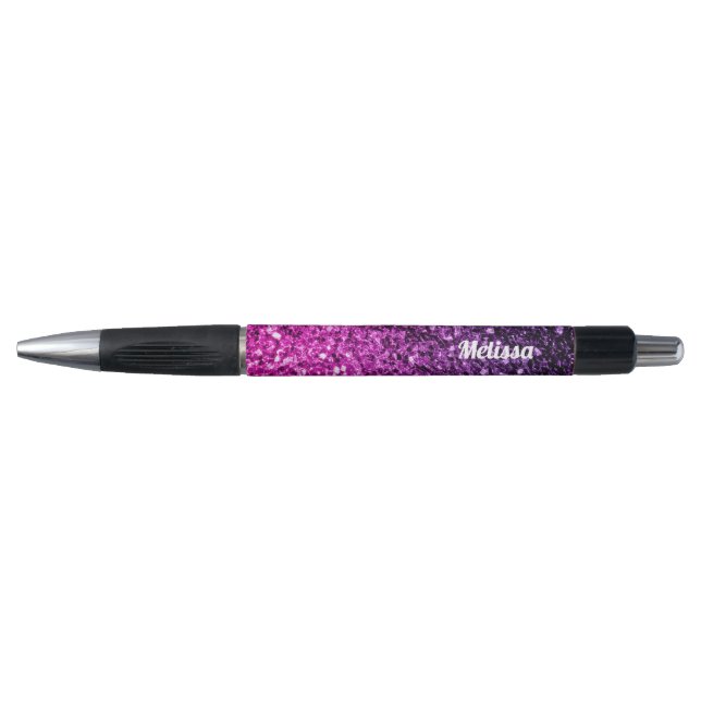 Purple Pink Ombre faux glitter sparkle Personalize Pen (Front)