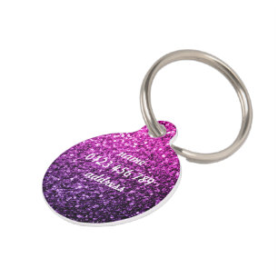 Purple Pink Ombre faux glitter sparkle Personalize Pet Tag