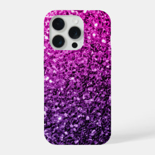 Purple Pink Ombre faux glitter sparkles bling  iPhone 15 Pro Case