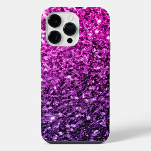 Purple Pink Ombre faux glitter sparkles iPhone 14 Pro Max Case