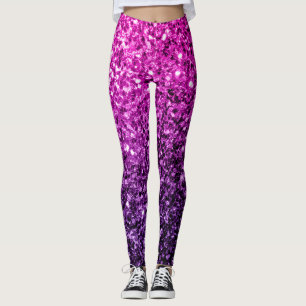 Purple Pink Ombre faux glitter sparkles Leggings