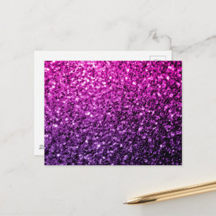 Purple Pink Ombre faux glitter sparkles Postcard