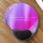 Purple Pink Ombre Glitter Office Business Gel Mouse Pad<br><div class="desc">Purple - Pink Glitter Faux Sparkle Glitter Metallic Foil Minimalist Business Mousepad (Mouse Pad) with white lettered typography for the monogram. The Rose Gold Girly Business design can be customized with your name. Please contact the designer for customized matching items.</div>