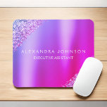 Purple Pink Ombre Glitter Office Business Mouse Pad<br><div class="desc">Purple Pink Glitter Faux Sparkle Glitter Metallic Foil Minimalist Business Mousepad (Mouse Pad) with white lettered typography for the monogram. The Rose Gold Girly Business design can be customized with your name. Please contact the designer for customized matching items.</div>