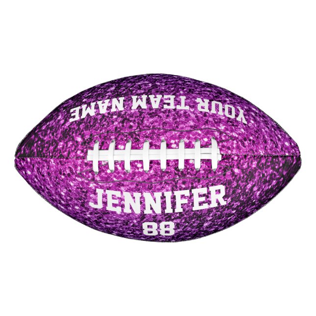 Purple pink ombre glitter sparkles Your name Team Football (Front)