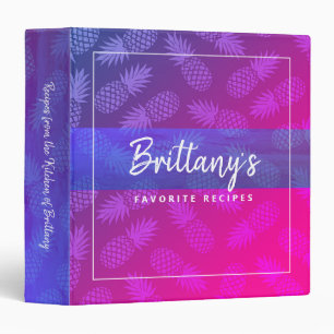 Purple pink ombre recipe cookbook pineapple bold binder