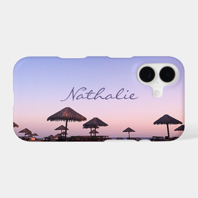 Purple Pink Ombre Sunset California Beach Nom (Verso (Horizontal))