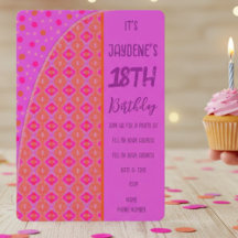 Purple Pink Orange Peach Diamond Dots Invitation