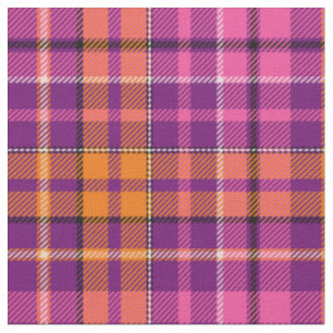 Purple Pink Orange Plaid Tartan Design Fabric
