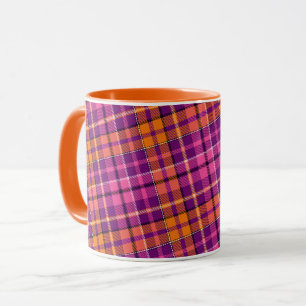 Purple Pink Orange Plaid Tartan Design  Mug