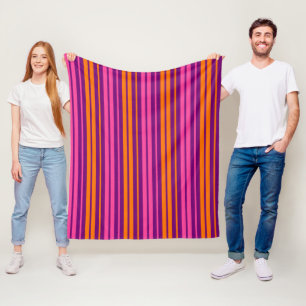 Purple Pink Orange Vertical Stripes Design   Fleece Blanket