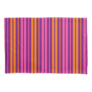 Purple Pink Orange Vertical Stripes Design Pillowcase