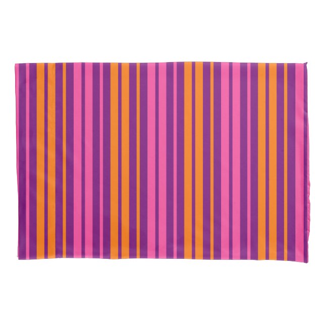 Purple Pink Orange Vertical Stripes Design   Pillowcase (Front)