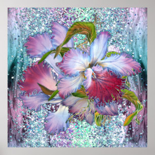 Purple Pink Orchid Floral Watercolor  Poster