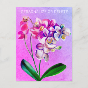  Purple Pink Orchid Watercolor Floral Personalized Postcard