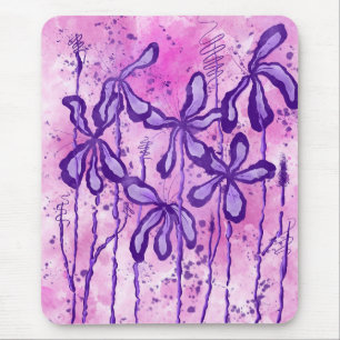 Purple/Pink Paint Splatter & Lilies Mouse Pad