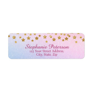Purple Pink Parties scintillant Gold Stars Adresse