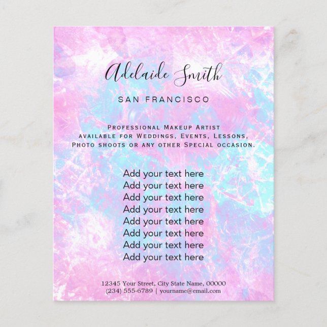 purple pink pastel blue marble flyer (Front)